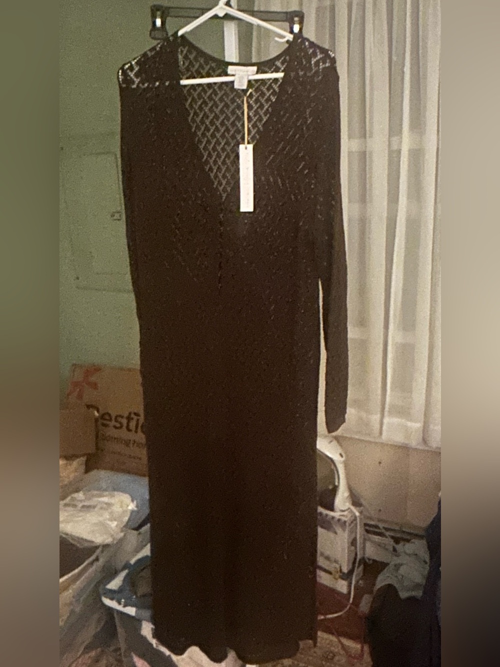 House of Harlow 1960 chocolate Brown  Long Sleeve Crochet cover up